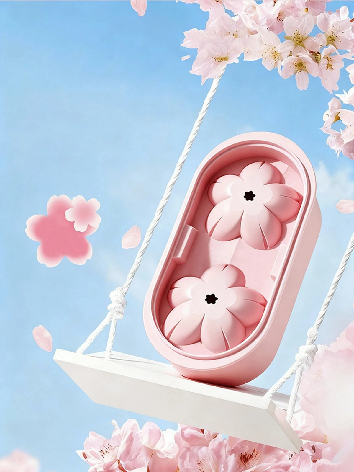 Cherry Blossom Ice Ball Mold – Slow-Melting Floral Ice Sphere Maker for Cocktails, Whiskey & Bar Drinks, Stackable