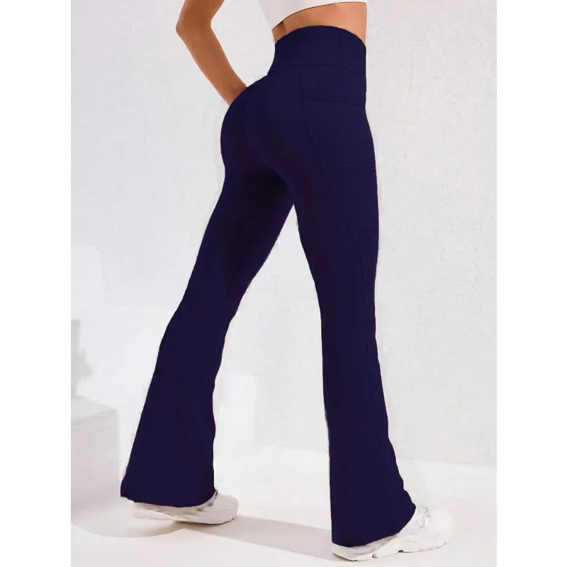 Women’s High-Waisted Flare Yoga Pants with Side Pockets
