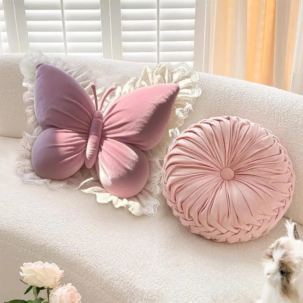Butterfly Bow Princess Office Pillow Polyester Cotton Filled Cute Sofa Cushion for Bedroom Living Room Car Home Garden Decor
