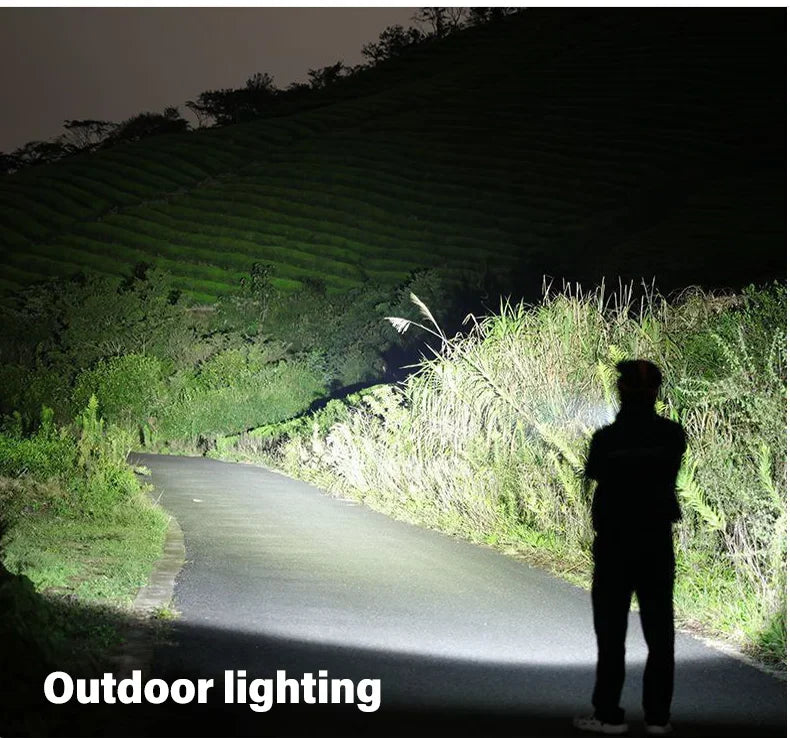 Powerful LED Flashlight USB C Rechargeable Zoomable Searchlight 3 Modes Handheld Flashlight for Outdoor Camping Hunting Torch