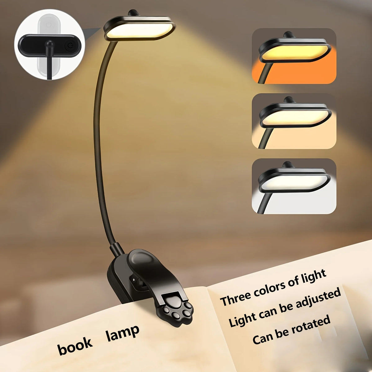 USB-Rechargeable Clip-On LED Book Light
