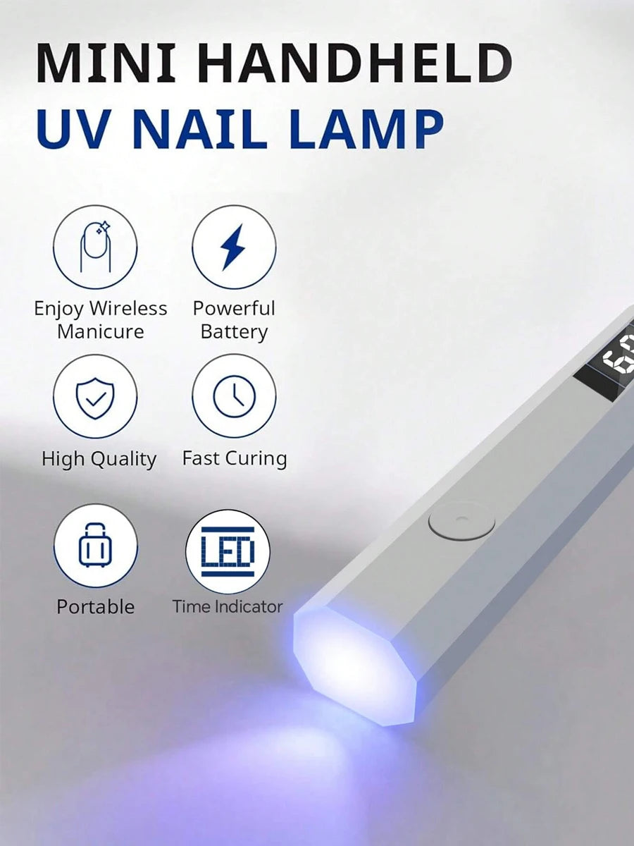 Handheld-UV-Licht für Gelnägel, tragbare UV-Nagellampe, wiederaufladbare LED-Nagellampe für Nail Art mit Tischständer