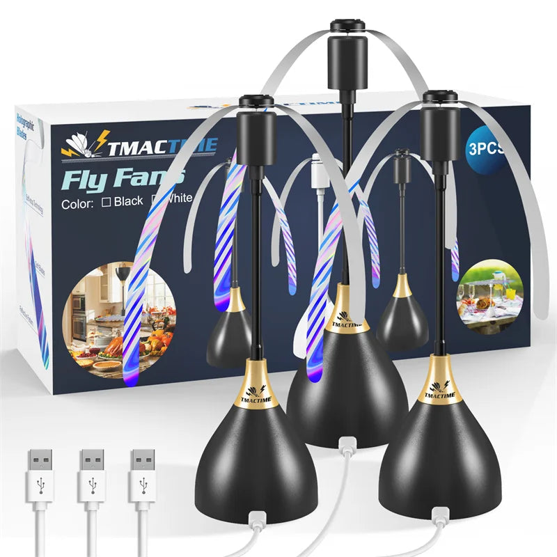 2/3pcs Fly Fans For Tables Effective Fly Repellent Fan Keeps Flies Away With Soft Blades USB  Picnic BBQ Party  Fly  Fans