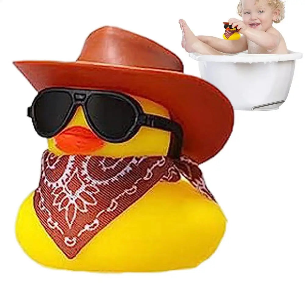 Car Rubber Duck Cowboy Rubber Duck Cool Dashboard Ornament Sunglass Car Duck for Dashboard Toy Car decoration Accessories