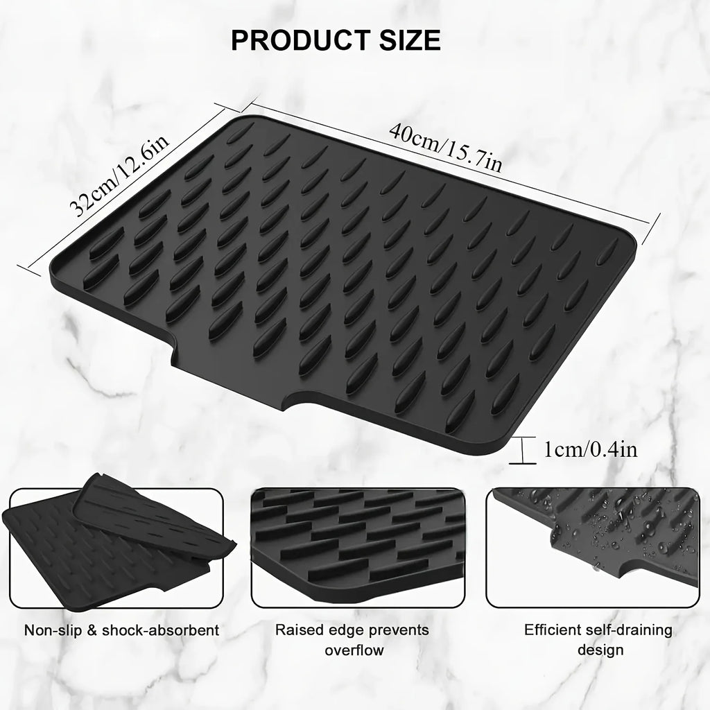 Kitchen Dish Drying Mat with Drainage Design
