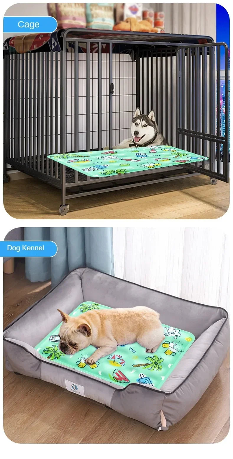Large Pet Cooling Mat for Summer Heat Relief Reusable Breathable Gel Freeze Panel for Dogs Cats Indoor Outdoor Crate Bed
