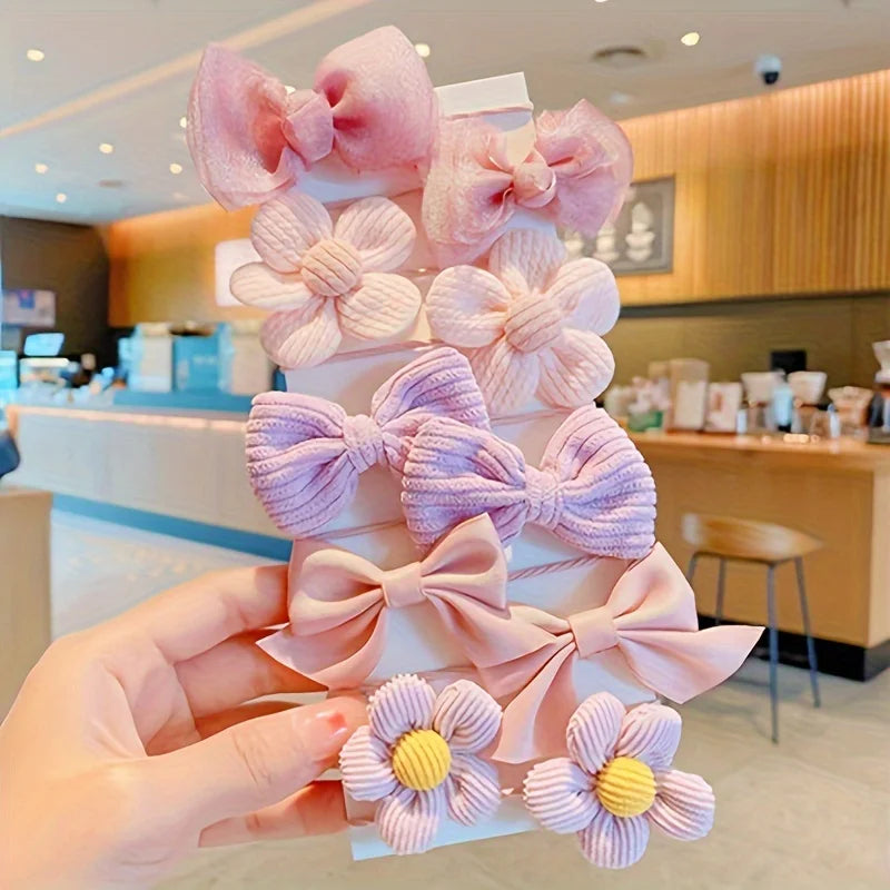 Girls’ Decorative Elastic Hair Bands – 10-Piece Set