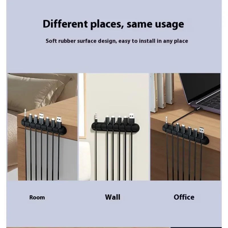 3-Piece Self-Adhesive Silicone Cable Organizer Set