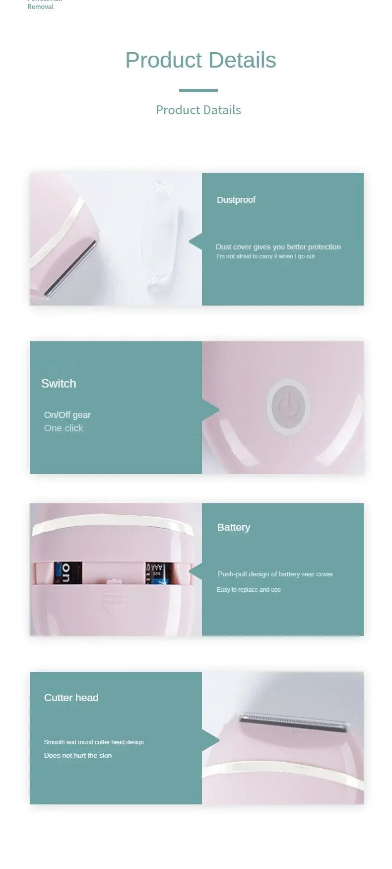Women's Compact Battery-Powered Body Shaver