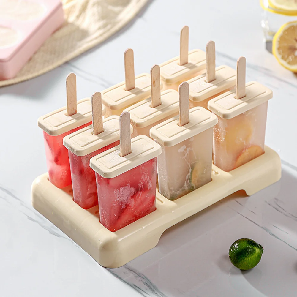 Popsicle Mold Set – 9-Cavity DIY Ice Lolly & Ice Cream Maker with Drip Guard, Tray & Sticks, BPA-Free PP