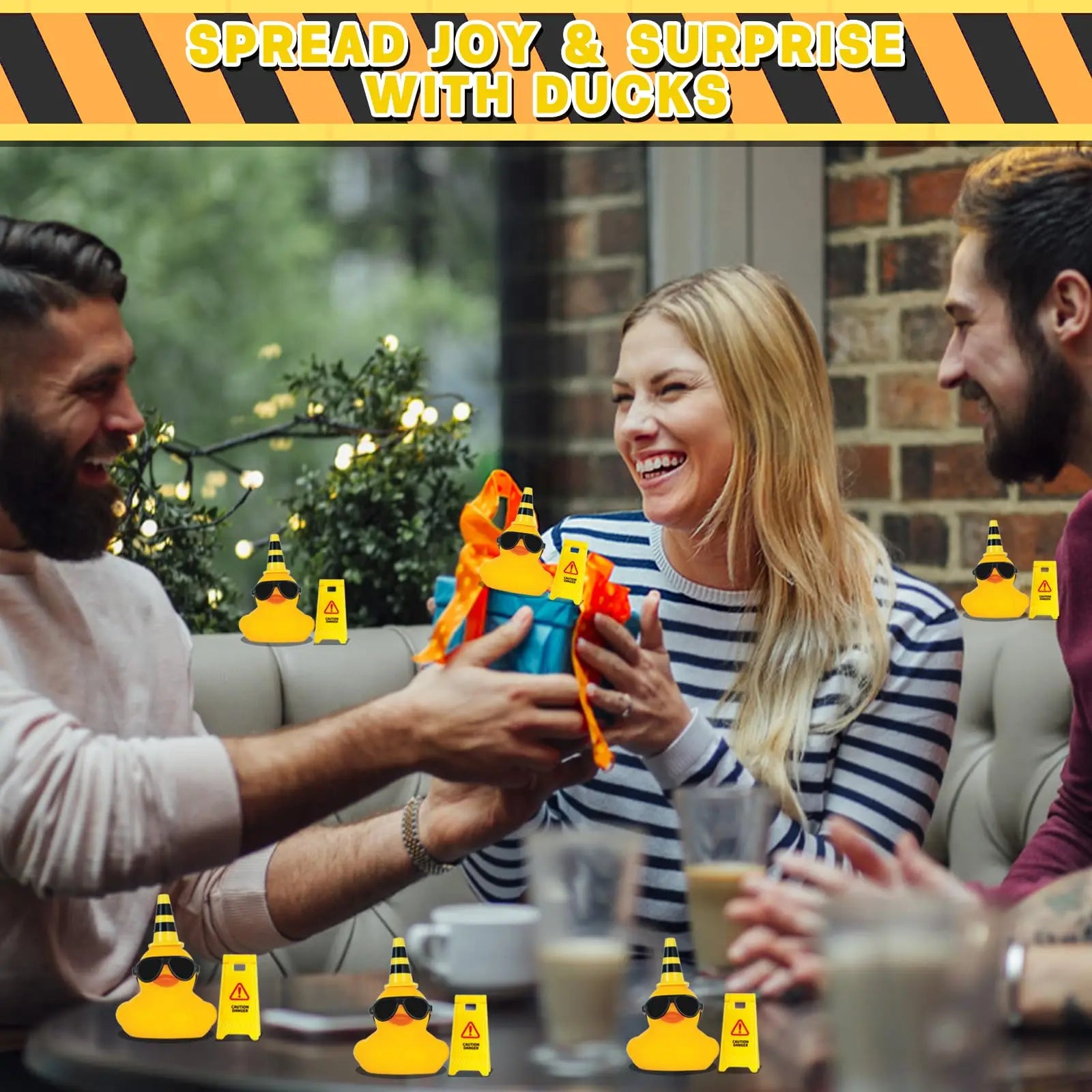 Rubber Duck for Jeeps Car Dashboard Decoration,Funny Squeaky Duck with Road Signs Sunglasses for Party Favors