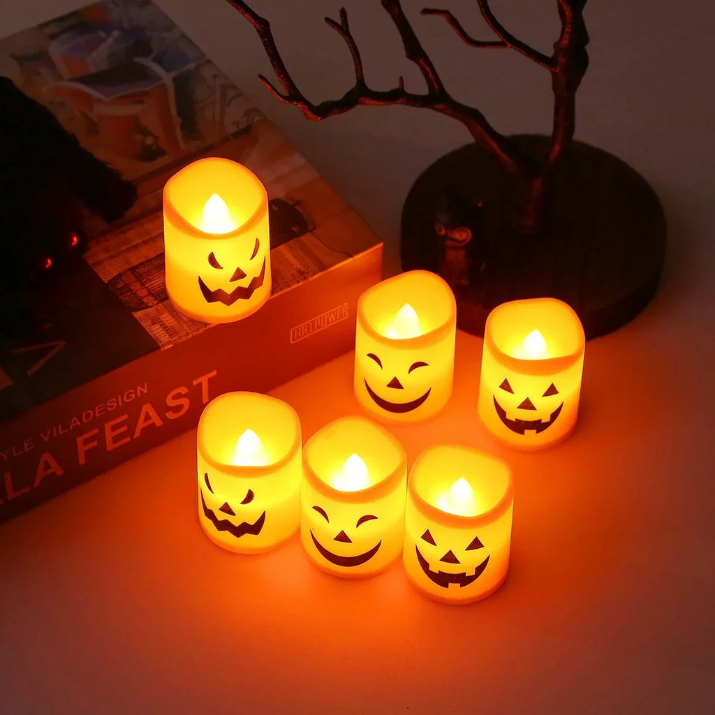 Halloween Jack-o’-Lantern LED Candles – 6-Piece Set