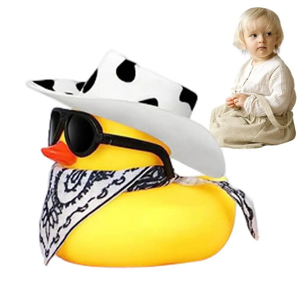 Car Rubber Duck Cowboy Rubber Duck Cool Dashboard Ornament Sunglass Car Duck for Dashboard Toy Car decoration Accessories