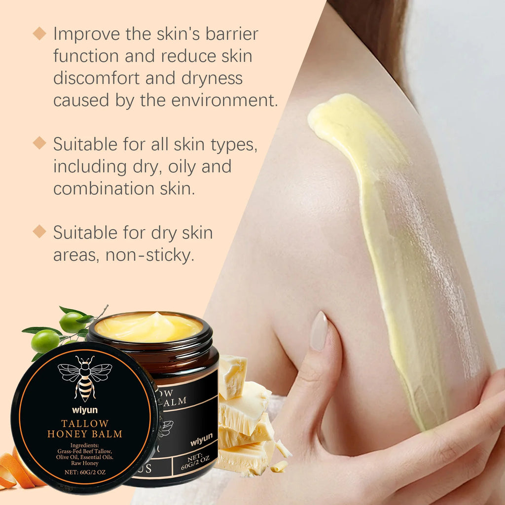 Tallow Honey Balm Glowing Hydrating Skin Enhacne Elasticity Improve Dullness Fade Fine Lines Firming Face Body Moisturize Cream