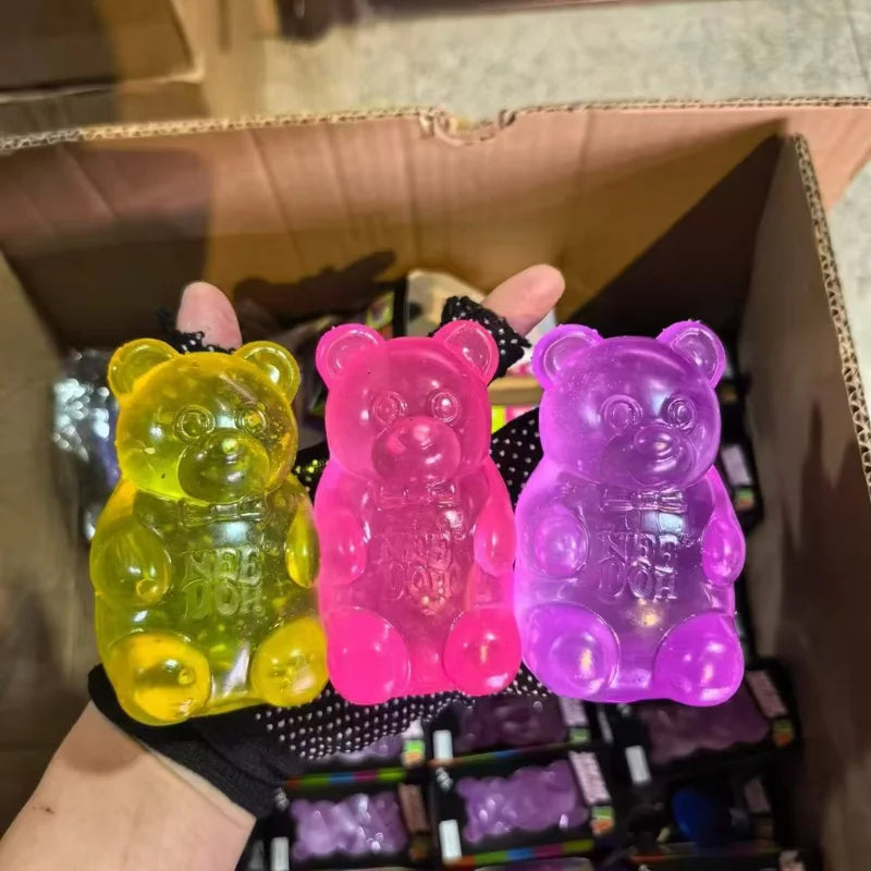 Nee Doh Cute Bear Maltose Dough Squeeze Toy - Colorful Sensory Fidget Toy & Desk Decor Gift