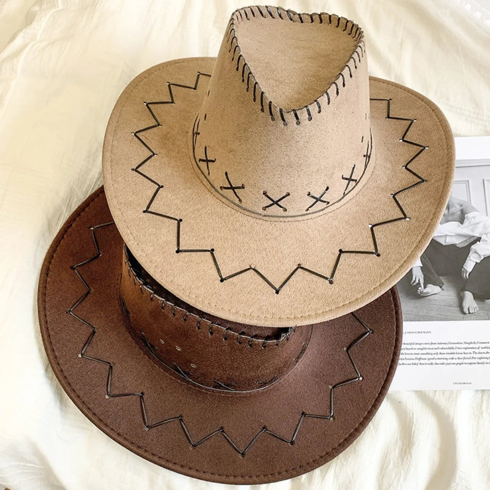 Western Cowboy Hat with Contrast Stitching