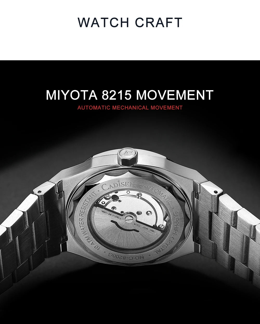 CADISEN C8200 Men’s Automatic Watch with Steel Bracelet