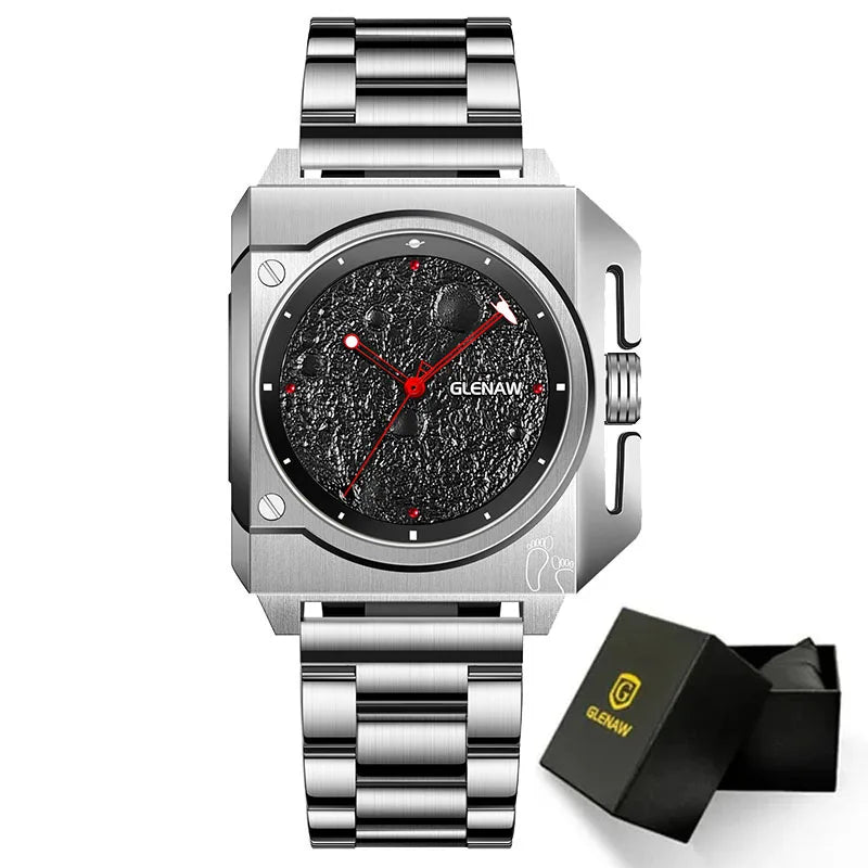 GLENAW GL8655 Men’s Automatic Watch with Moon-Texture Dial