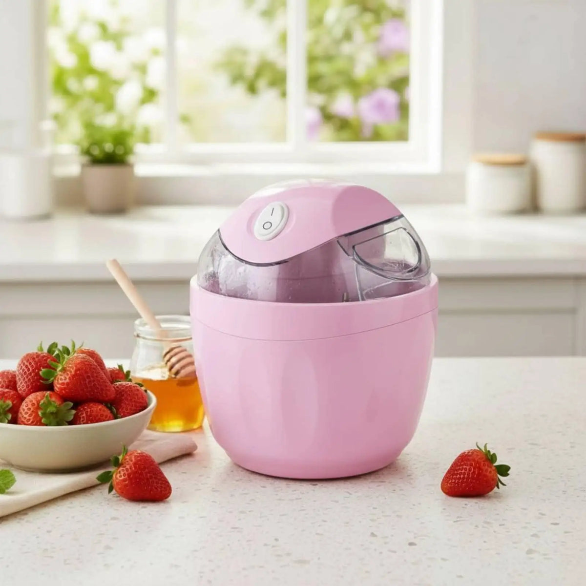 Kitchen Dessert Machine Easy to Use Ice Cream Maker Transparent Lid Countertop Freeze Treat Maker for Families Kitchen Home