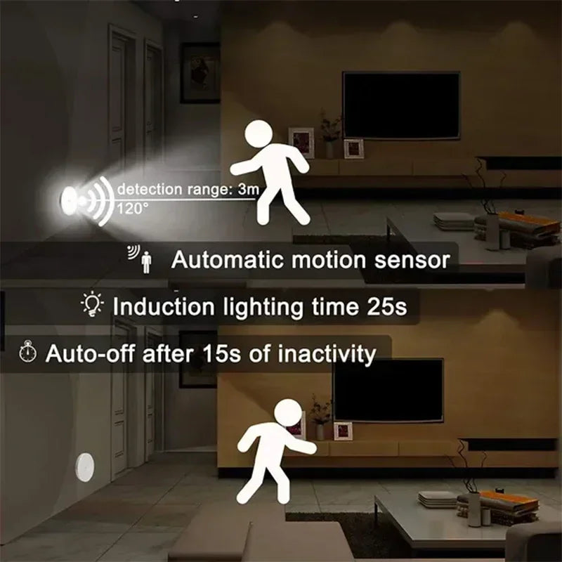 Motion Sensor Lights Indoor Stair Light USB Charging Cupboard Lamp Warm/Cool White,Nightlight for Closet,Hallway,Kitchen,Cabinet