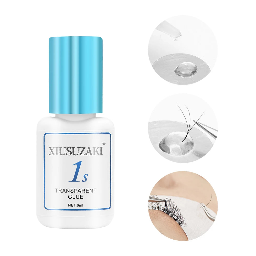 XIUSUZAKI Lash Extension Adhesive – Black, Clear & UV Options, 6 mL