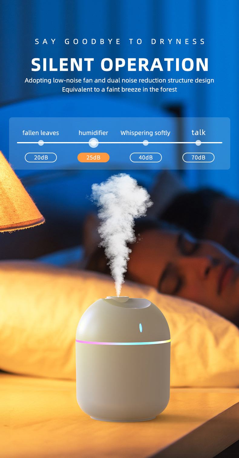 Mini USB Cool-Mist Humidifier with LED Light – 270 mL
