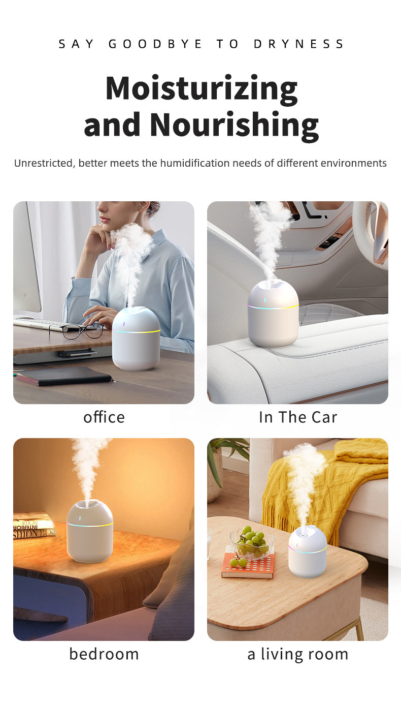 Mini USB Cool-Mist Humidifier with LED Light – 270 mL