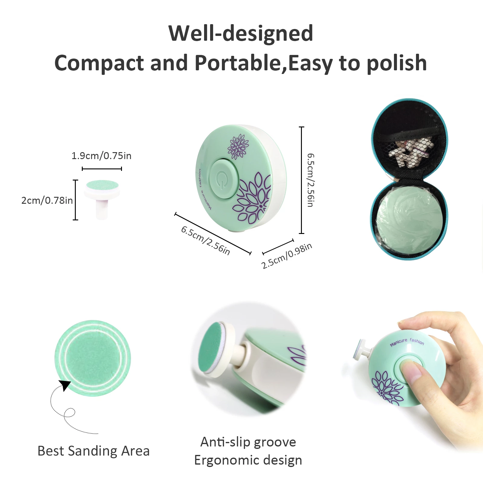 Electric Baby Nail Trimmer – Safe Grinder with 6 Heads, Battery Included, Mint & Rose