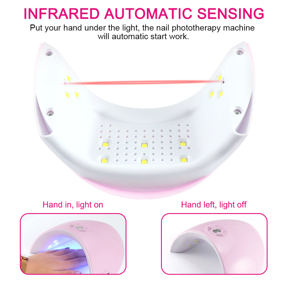 36W LED Nail Polish Dryer Lamp – Infrared Auto-Sensor, 180° Light, 3 Timer Modes