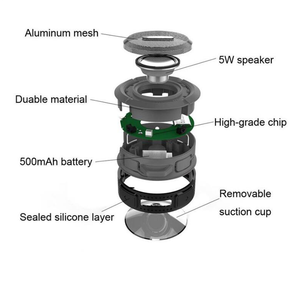 Mini Portable Waterproof Bluetooth Speaker – Suction Cup Mount, Shower & Outdoor Ready