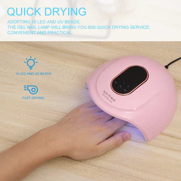 Portable UV/LED Gel Nail Lamp – 54W, Infrared Sensor, 3 Timer Modes, USB