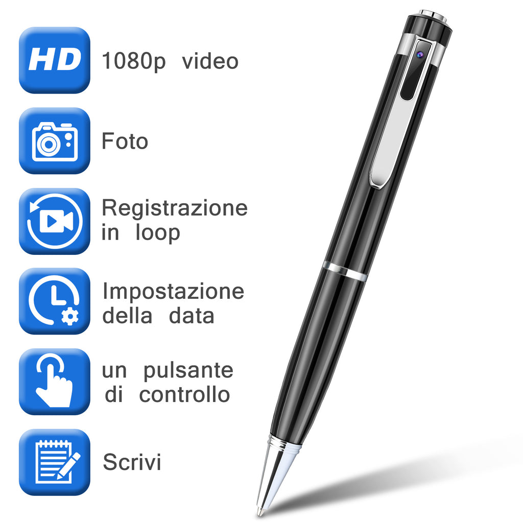 1080P HD Camera Pen – Discreet Recording, AVI Format, USB, 5 Ink Refills Included