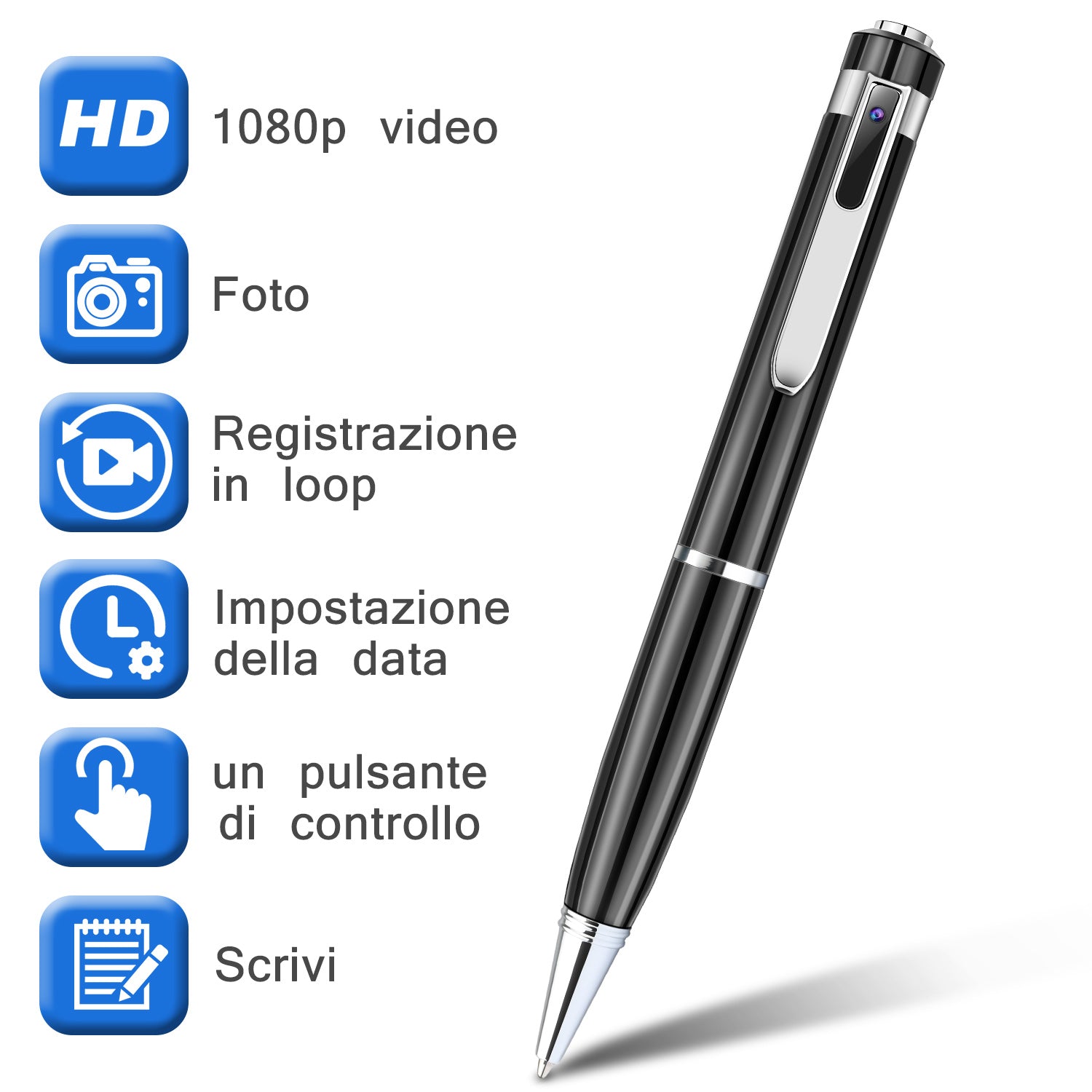 1080P HD Camera Pen – Discreet Recording, AVI Format, USB, 5 Ink Refills Included