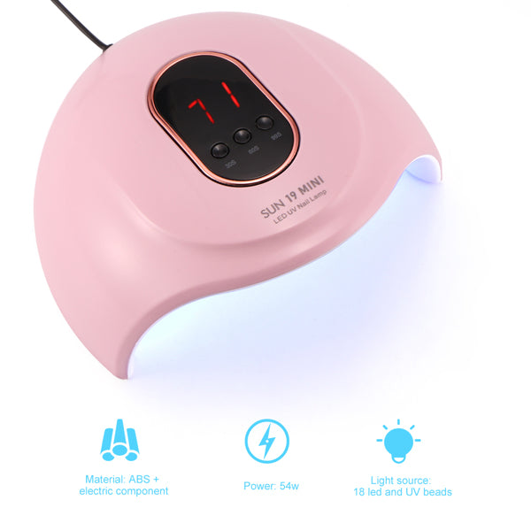 Portable UV/LED Gel Nail Lamp – 54W, Infrared Sensor, 3 Timer Modes, USB