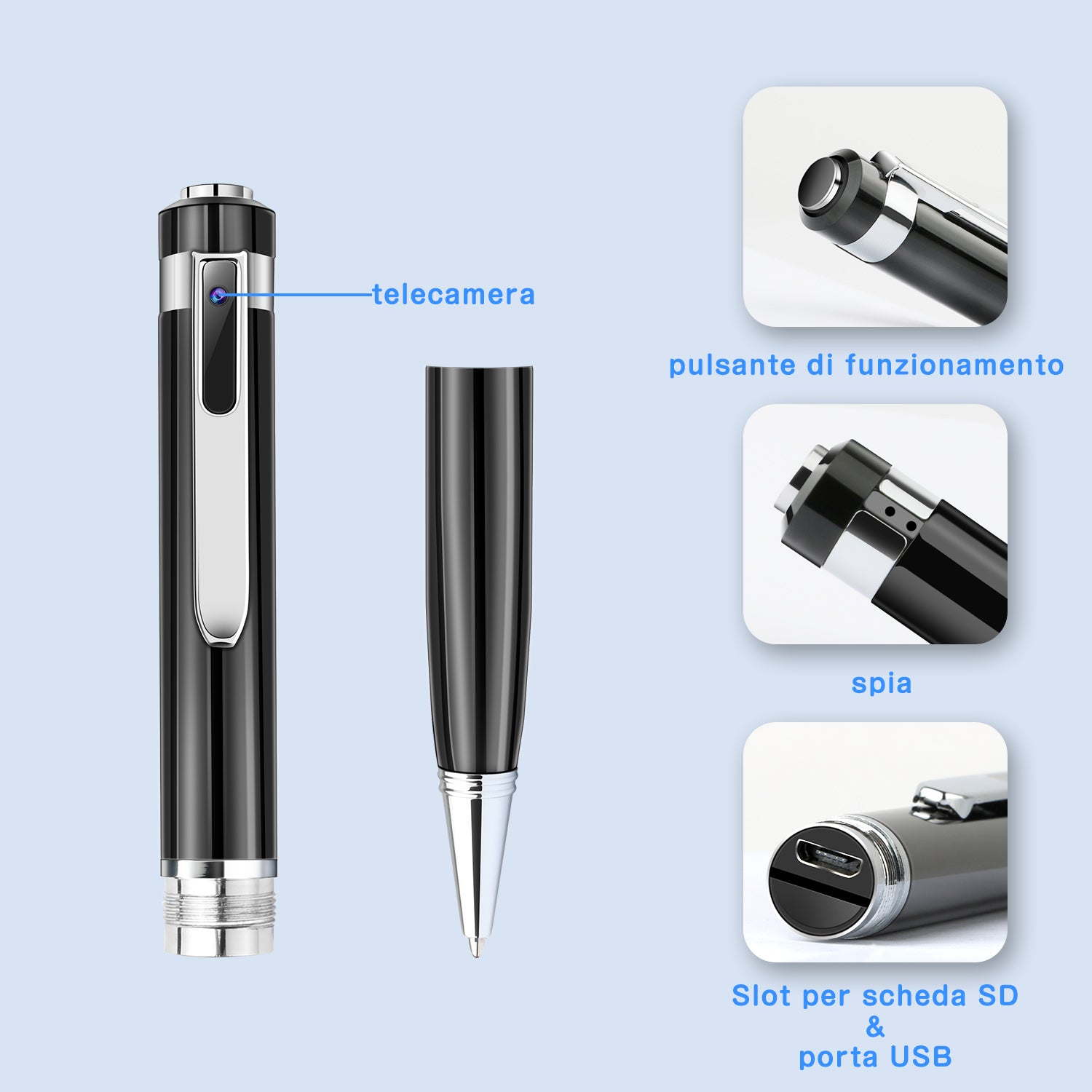 1080P HD Camera Pen – Discreet Recording, AVI Format, USB, 5 Ink Refills Included