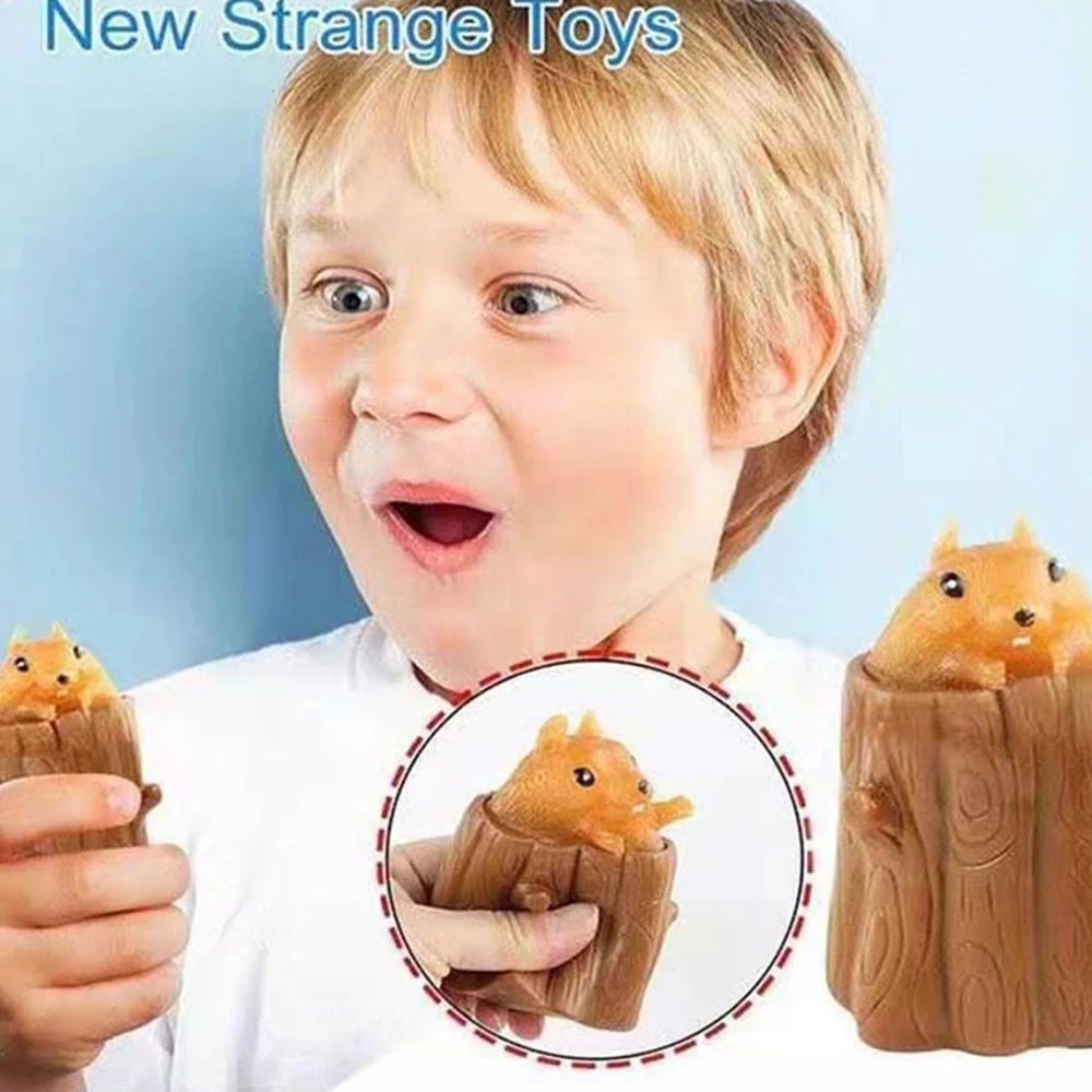 Evil Squirrel Anti-Stress Squishy Toy – Cute Desk Fidget & Pen Holder