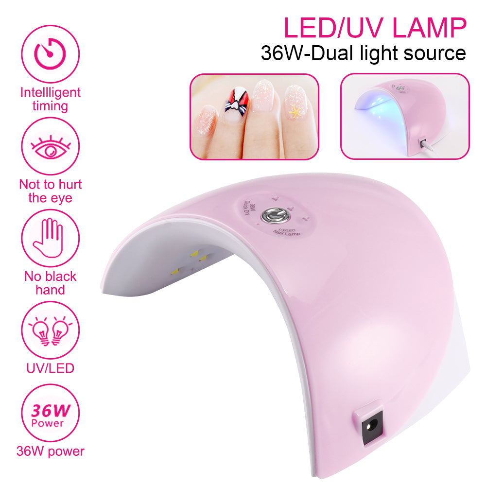 36W LED Nail Polish Dryer Lamp – Infrared Auto-Sensor, 180° Light, 3 Timer Modes