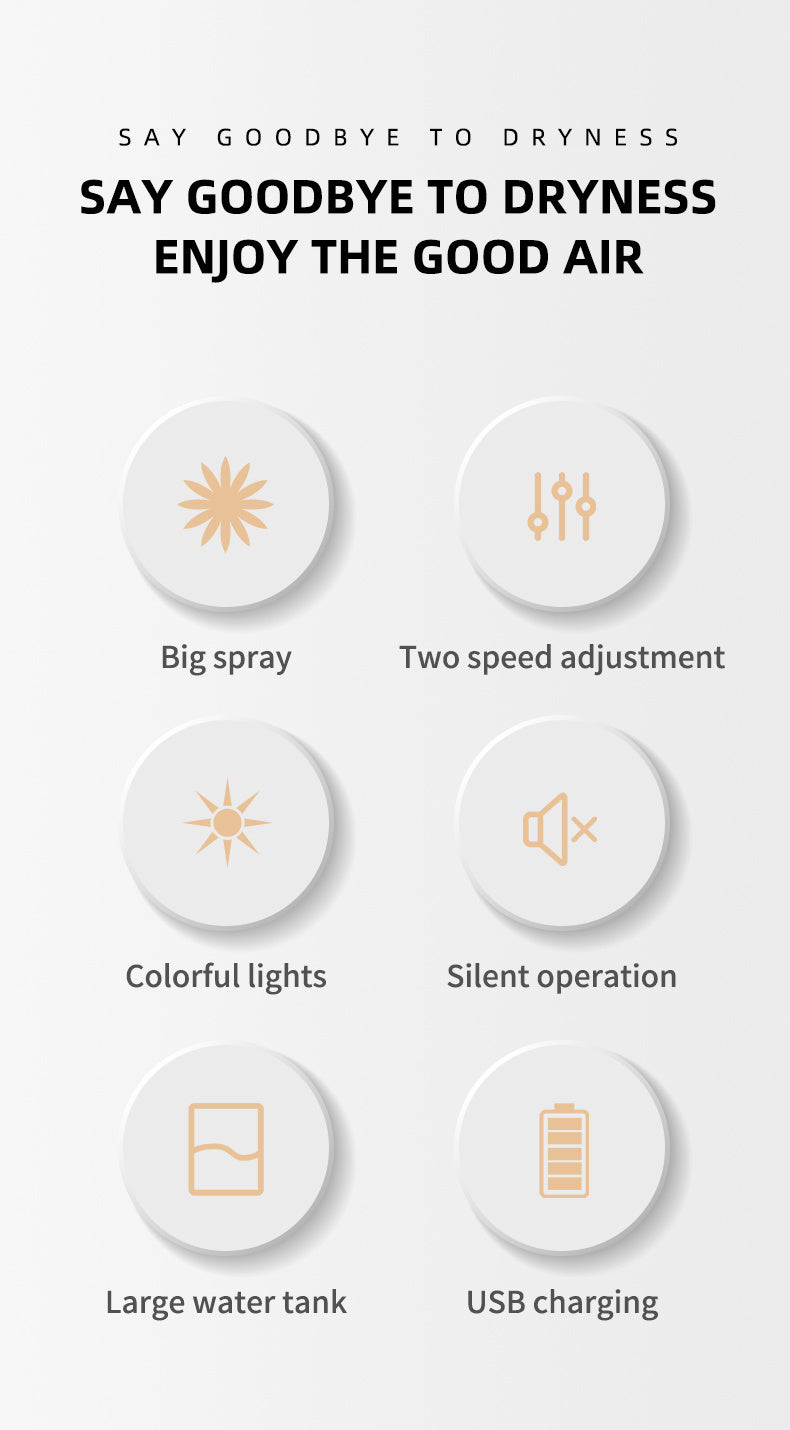 Mini USB Cool-Mist Humidifier with LED Light – 270 mL