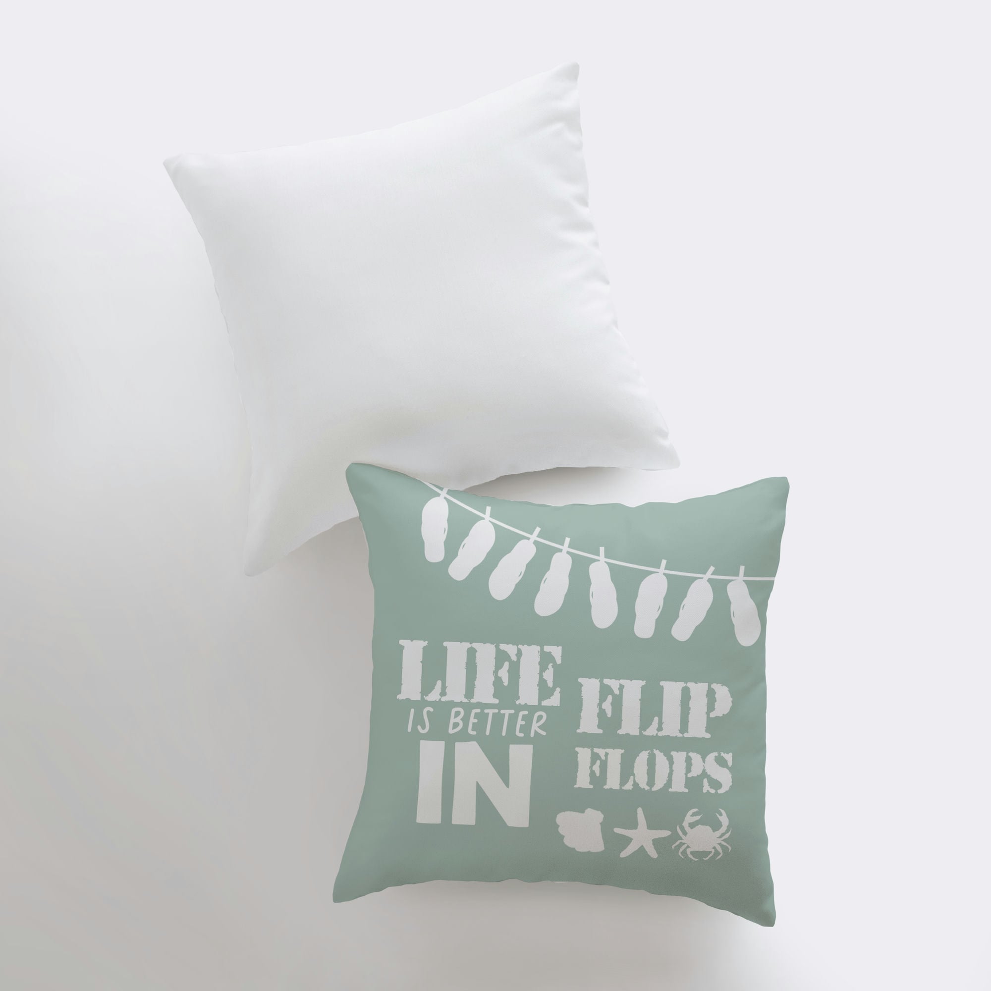 Flip Flops Decorative Throw Pillow Cover – Handmade in America, Multiple Sizes