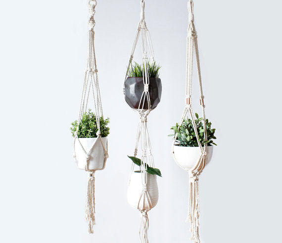 Handcrafted Macrame Plant Hanger – 100% Natural Cotton, 3 Sizes