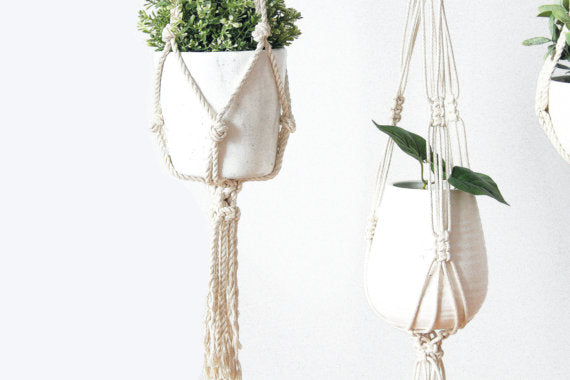 Handcrafted Macrame Plant Hanger – 100% Natural Cotton, 3 Sizes