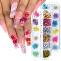 Dried Flower & Glitter Sequins Nail Art Kit – 12-Grid Case, 18g