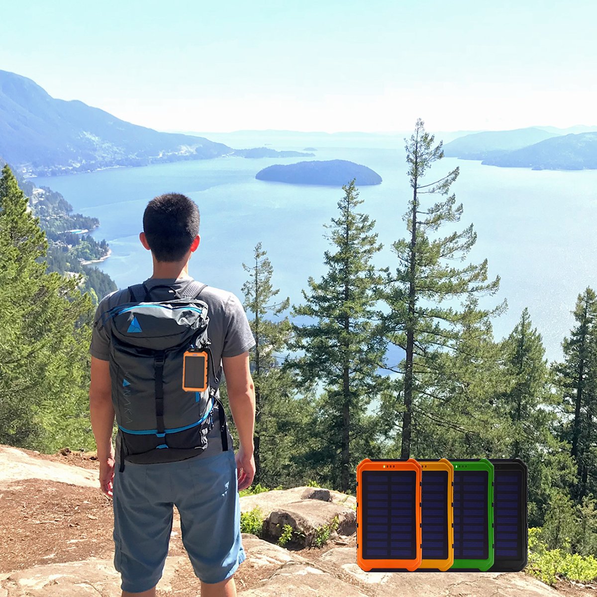 Solar Power Bank – 6000mAh, Dual USB, Built-In Flashlight, Water-Resistant