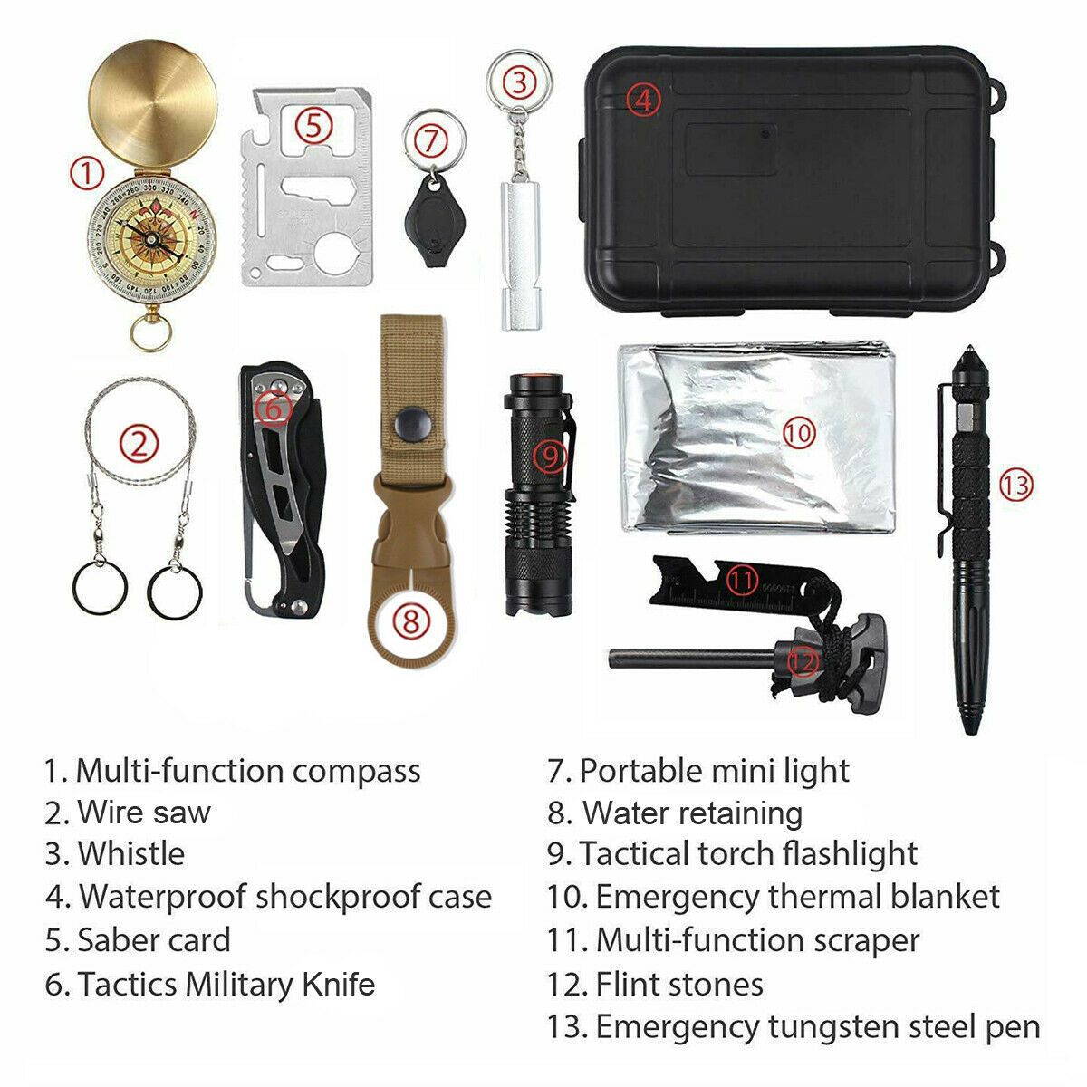 14-in-1 Outdoor Survival Kit – Emergency Gear for Camping, Hiking & Car