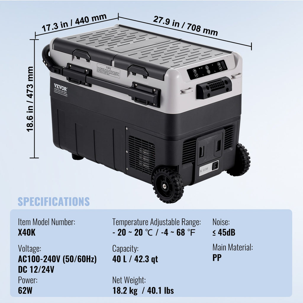 Portable Car Refrigerator – 40L Compressor Fridge for Car, RV, Camping & Home